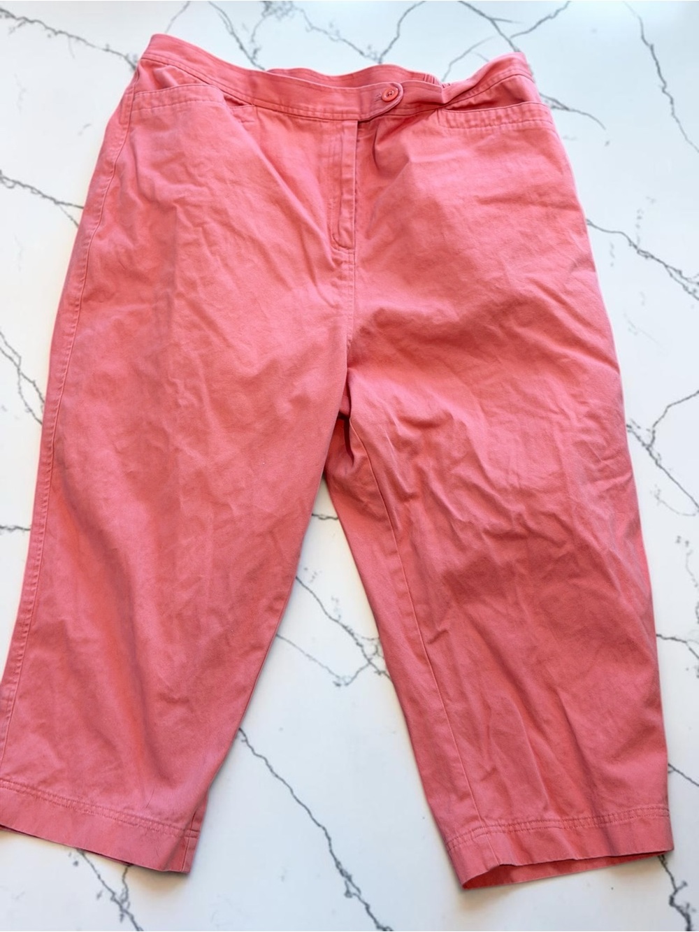 Casual Corner Annex Coral Cropped Pants 1X Elastic Waist 100% Cotton Coastal